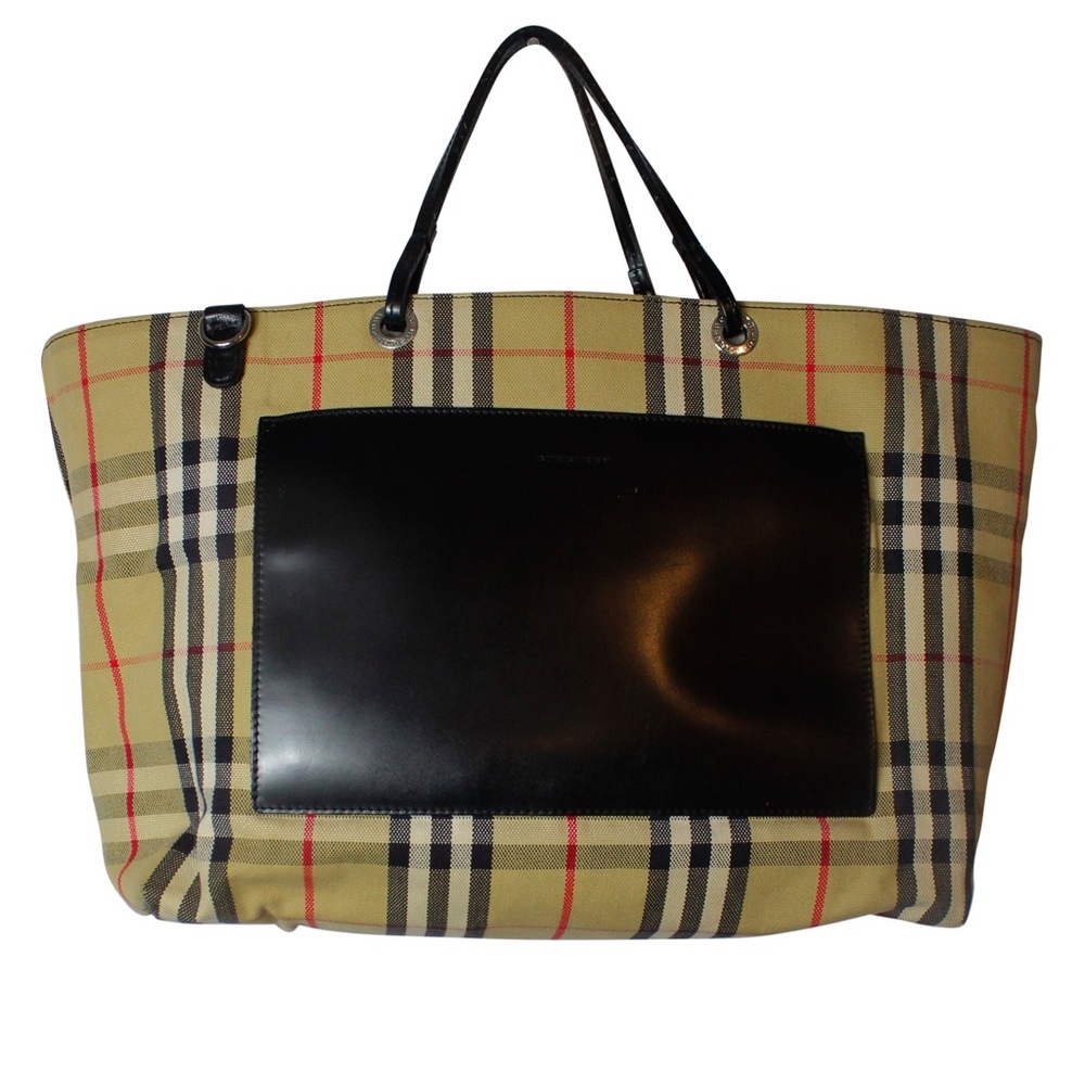 Authentic Vintage Burberry Check Canvas Tote